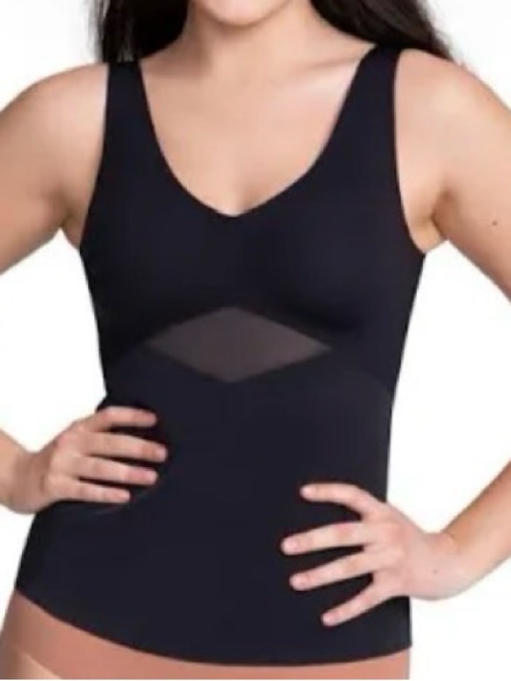 Honeylove LiftWear Tank Shapewear Cami Black Smoothing 1X -Missing Pad Inserts